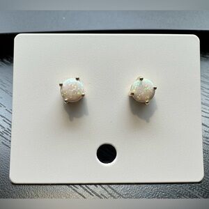 NEW 18K Yellow Gold Filled Opal Stud Earrings